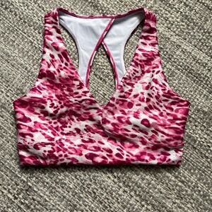 Good American leopard sports bra 2 workout athletic activewear pink womens gym